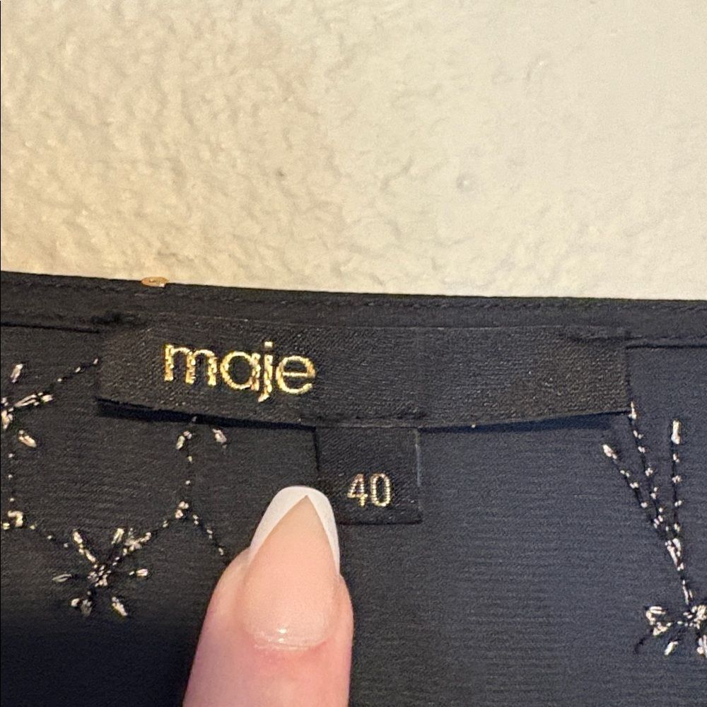 MAJE Black Satin Sequin-embellished satin mini dress size 40 (large) - Picture 8 of 12